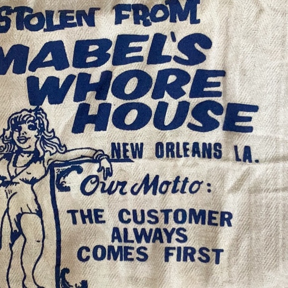 Stolen From Mabel's Whor House Vintage Dish TOWEL New Orleans, Louisiana NVC - Picture 1 of 16